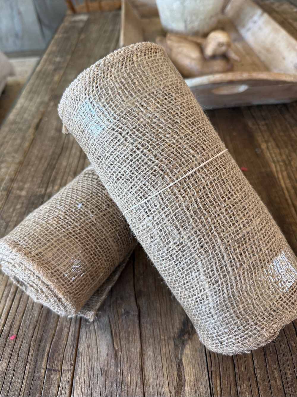 Natural Burlap Ribbon Roll - Neutral Tan 9” large rolls